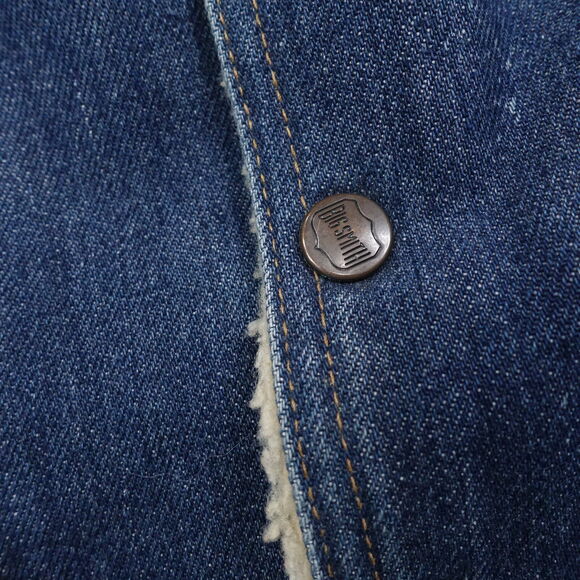 VINTAGE BIG SMITH WESTERN OUTERWEAR SHERPA LINED DENIM VEST SZ M MEDIUM - Picture 4 of 9